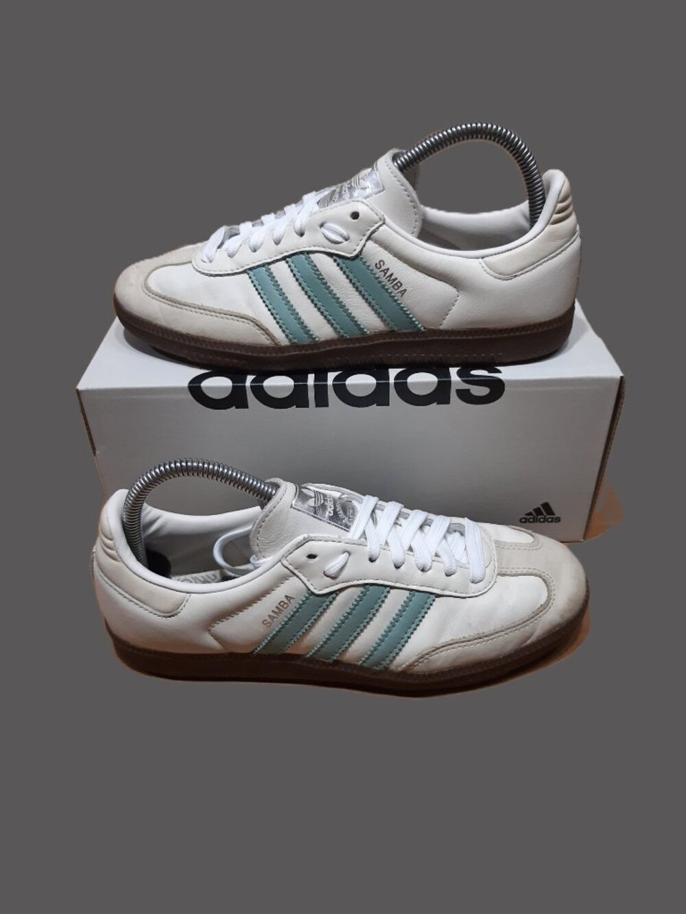 Adidas Samba Originals OG Womens Size 7.5 Ivory Green Brown Gum Sneakers (#2407) - Picture 3 of 14